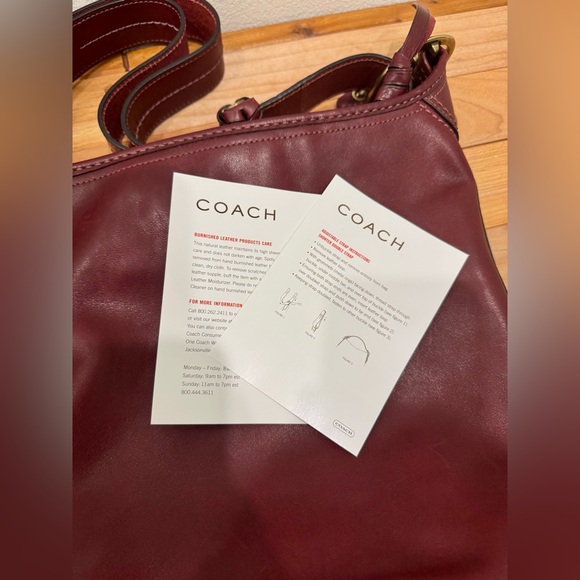 Coach Bleeker Bucket Bag In Burgundy with Tattersall Lining - Picture 9 of 10
